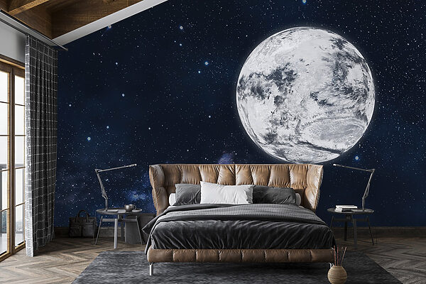 Lune dans l'espace avec des étoiles Papier peint Lune dans l'espace avec des étoiles
