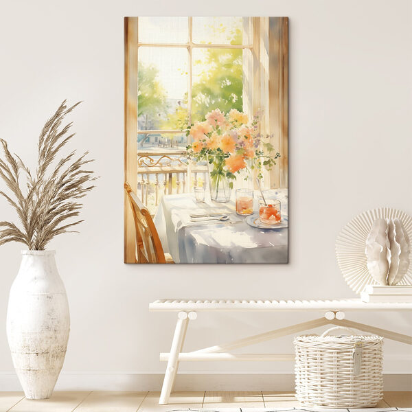 Aquarelle d'une table avec des fleurs et des verres Tableaux Aquarelle d'une table avec des fleurs et des verres