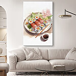 Tableaux Assiette de sushis avec sauce et fleurs