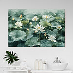 Tableaux Groupe de fleurs blanches et de feuilles vertes