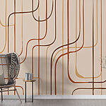 Papier peint Lignes brunes sur fond beige