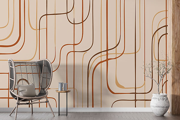 Lignes brunes sur fond beige Papier peint Lignes brunes sur fond beige
