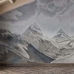 Papier peint Peinture de montagnes et de nuages