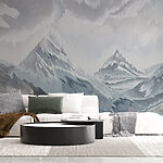 Papier peint Peinture de montagnes et de nuages