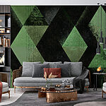 Papier peint Motif de diamant noir et vert