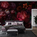 Papier peint Groupe de fleurs sur fond sombre