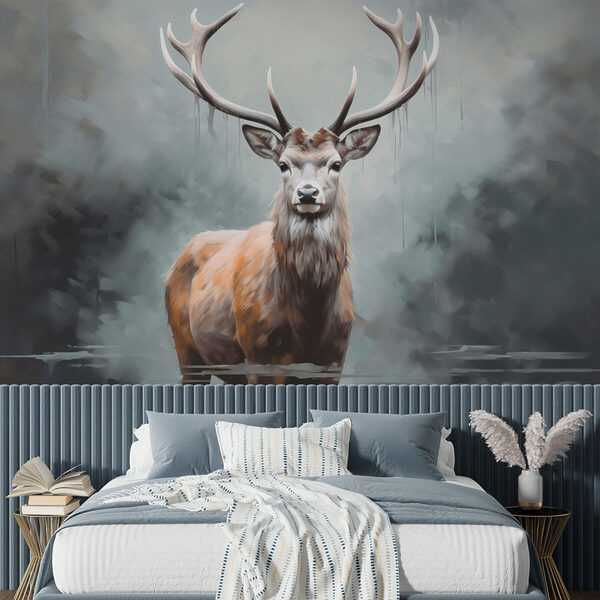 Cerf debout dans l'eau Papier peint Cerf debout dans l'eau