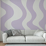 Papier peint Lignes ondulées violettes et blanches
