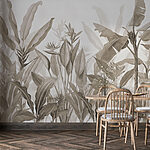 Papier peint Jungle monochrome de feuilles élégantes