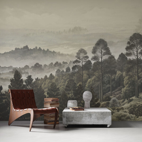Paysage d'arbres et de brouillard Papier peint Paysage d'arbres et de brouillard