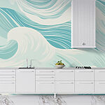 Papier peint Vagues bleues et blanches