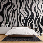 Papier peint Motif rayé noir et blanc