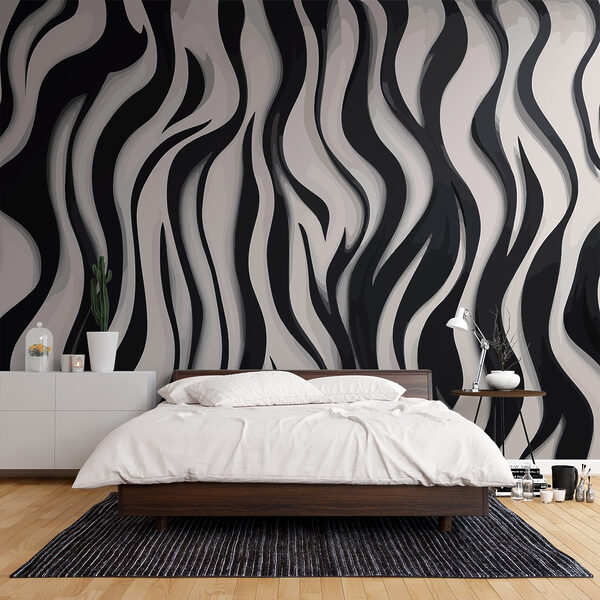 Motif rayé noir et blanc Papier peint Motif rayé noir et blanc