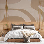 Papier peint Art abstrait marron et blanc