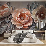 Papier peint Groupe de fleurs avec feuilles