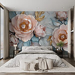Papier peint Groupe de fleurs et de feuilles