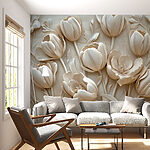 Papier peint Groupe de fleurs blanches