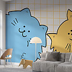 Papier peint Chat bleu et jaune