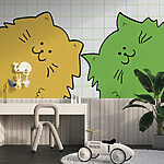 Papier peint Chat jaune et vert