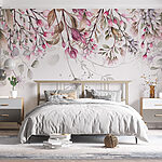 Papier peint Danse fantaisiste de fleurs pastel