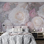 Papier peint Groupe de roses blanches et roses