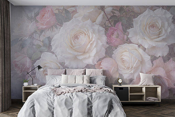 Groupe de roses blanches et roses Papier peint Groupe de roses blanches et roses