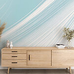Papier peint Lignes blanches sur fond bleu