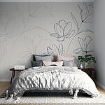 Papier peint Dessin de fleurs sur fond blanc