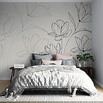 Papier peint Dessin de fleurs sur fond blanc