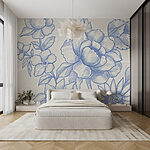 Papier peint Dessin de fleurs et de feuilles