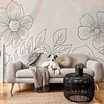 Papier peint Dessin de fleurs et de feuilles