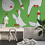 Papier peint Groupe d'oies blanches