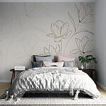 Papier peint Dessin de fleurs sur fond blanc