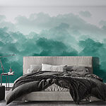 Papier peint Ciel brumeux vert et blanc