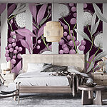 Papier peint Motif floral violet et blanc