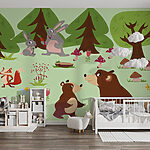 Papier peint Groupe d'animaux dans les bois