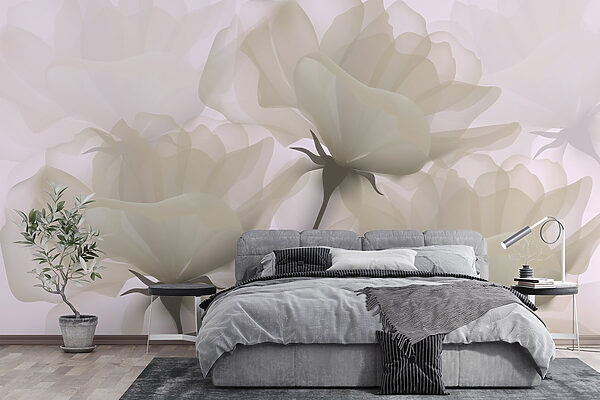 Groupe de fleurs blanches Papier peint Groupe de fleurs blanches