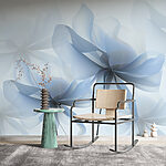 Papier peint Fleurs bleues éthérées, flottant gracieusement