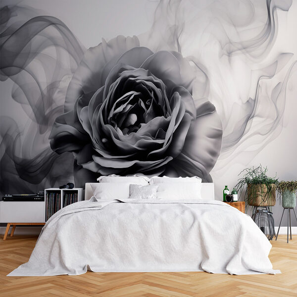 Image en noir et blanc d'une rose Papier peint Image en noir et blanc d'une rose