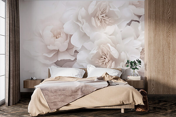 Groupe de fleurs blanches Papier peint Groupe de fleurs blanches