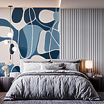 Papier peint Motif bleu et blanc