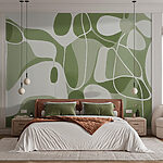 Papier peint Motif vert et blanc