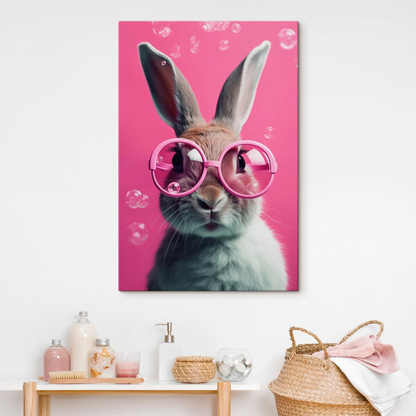 Lapin portant des lunettes roses Tableaux Lapin portant des lunettes roses