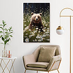 Tableaux Ours assis dans un champ de fleurs