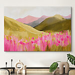 Tableaux Peinture d'un champ de fleurs roses