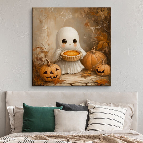 Peinture d'un fantôme tenant une tarte Tableaux Peinture d'un fantôme tenant une tarte