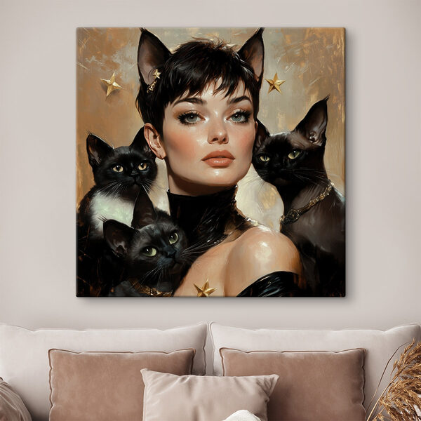 Femme avec des chats autour du cou Tableaux Femme avec des chats autour du cou