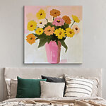 Tableaux Peinture de fleurs dans un vase rose