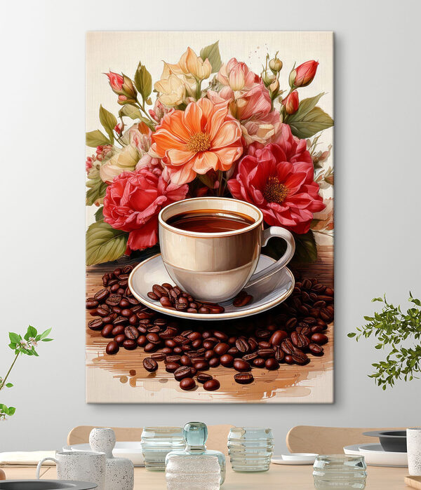 Tasse de café et fleurs Tableaux Tasse de café et fleurs