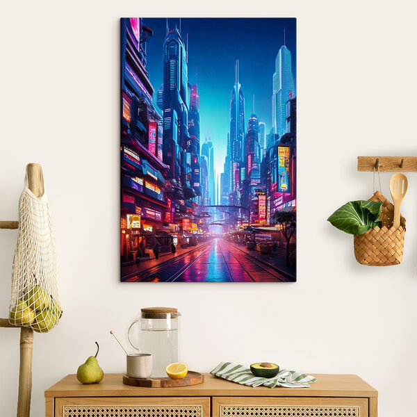 Rue de la ville avec de nombreux bâtiments élevés Tableaux Rue de la ville avec de nombreux bâtiments élevés